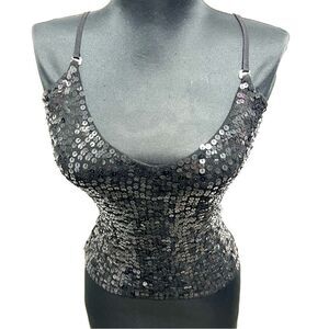 Forever 21 vintage y2k black knit sequin v neck sz S convertible straps NWT